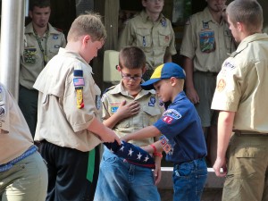 Respecting the flag - Julie Wright Camp Mack Pack Camp