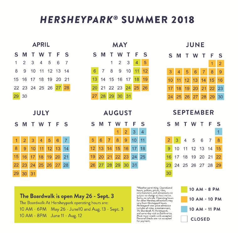 2018 Operating Schedule